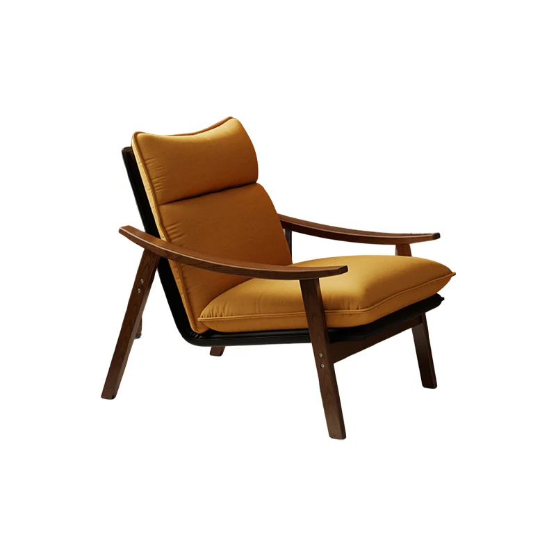 Contemporary Scandinavian Rectangular Iron Rubberwood Ecological Leather Velvet Accent Chair Backrest Armrests For Living Room