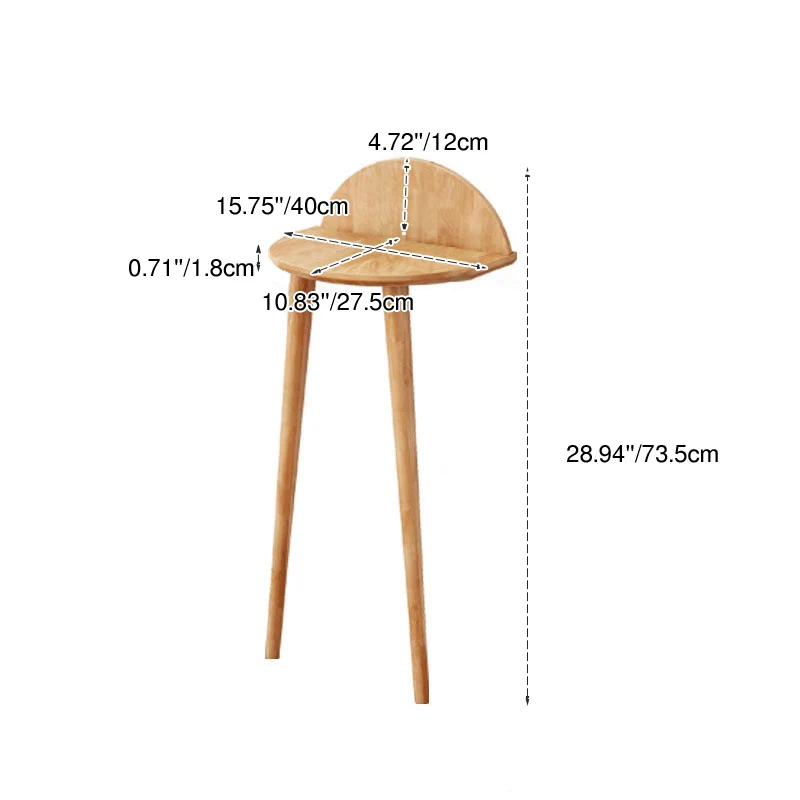 Contemporary Nordic Arc-Shaped Cylindrical High-Leg Design Rubberwood Side Table 1-Tier For Living Room