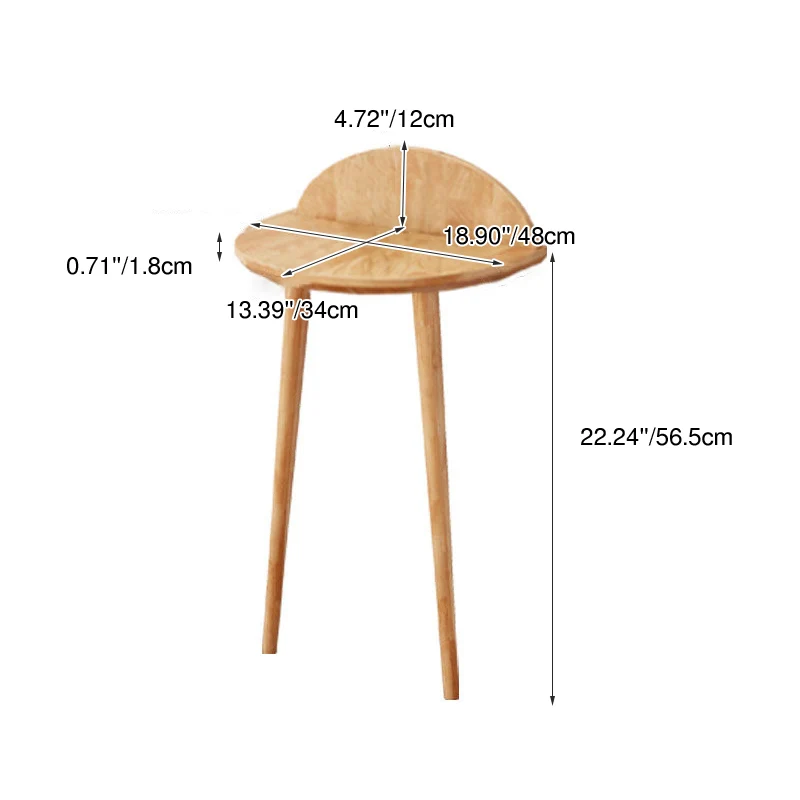 Contemporary Nordic Arc-Shaped Cylindrical High-Leg Design Rubberwood Side Table 1-Tier For Living Room