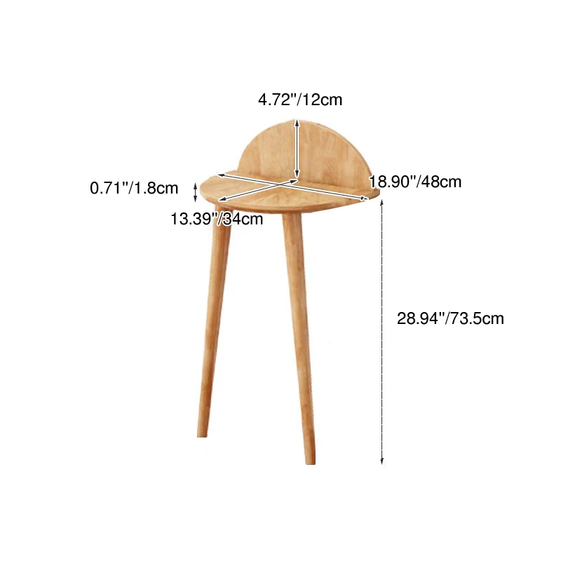 Contemporary Nordic Arc-Shaped Cylindrical High-Leg Design Rubberwood Side Table 1-Tier For Living Room