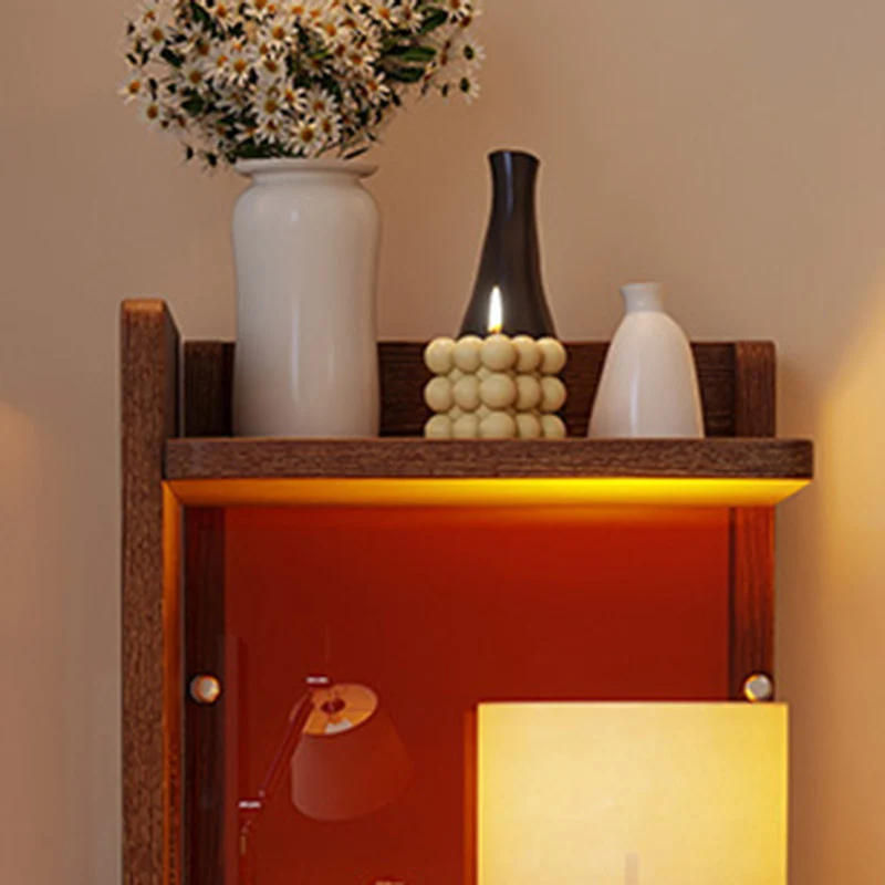 Modern Mid-Century Rectangular Rubberwood Movable Floor-Standing Corner Storage Shelf 4-Tier For Living Room & Bedroom