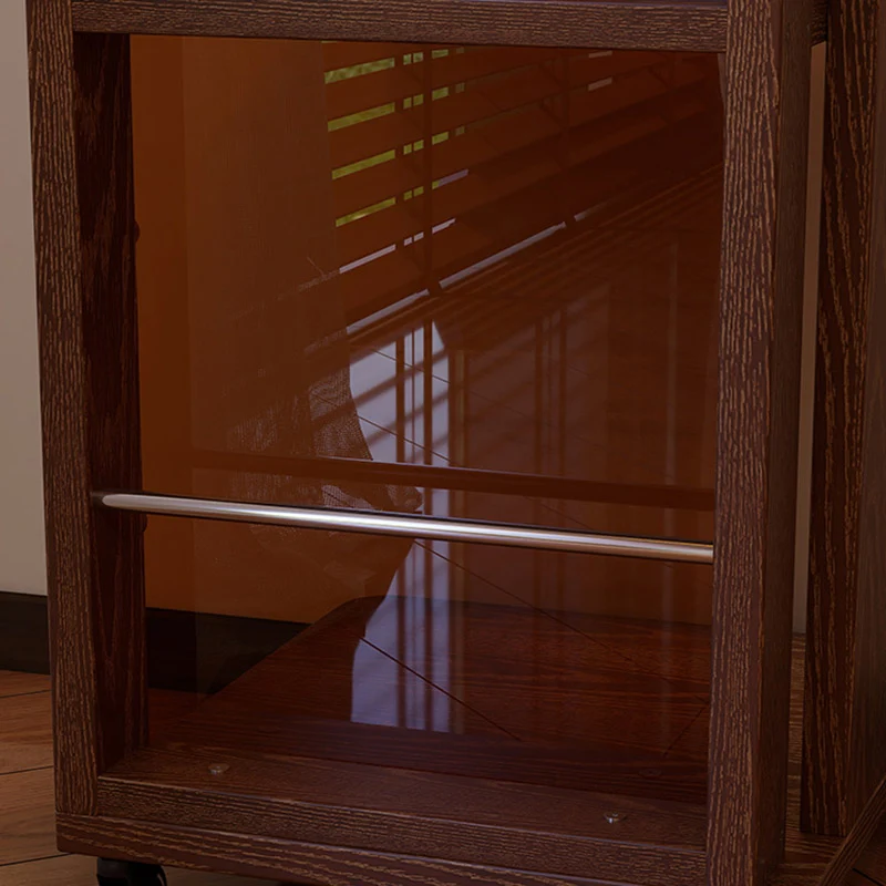 Modern Mid-Century Rectangular Rubberwood Movable Floor-Standing Corner Storage Shelf 4-Tier For Living Room & Bedroom