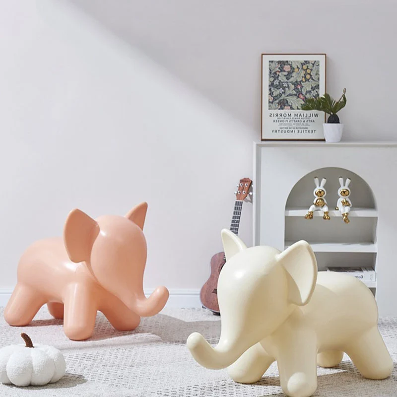 Modern Art Deco PE Plastic Cartoon Elephant Kids Low Stool Backless Armless For Living Room