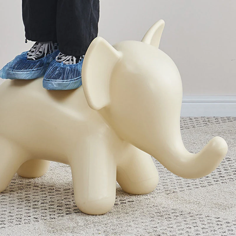 Modern Art Deco PE Plastic Cartoon Elephant Kids Low Stool Backless Armless For Living Room