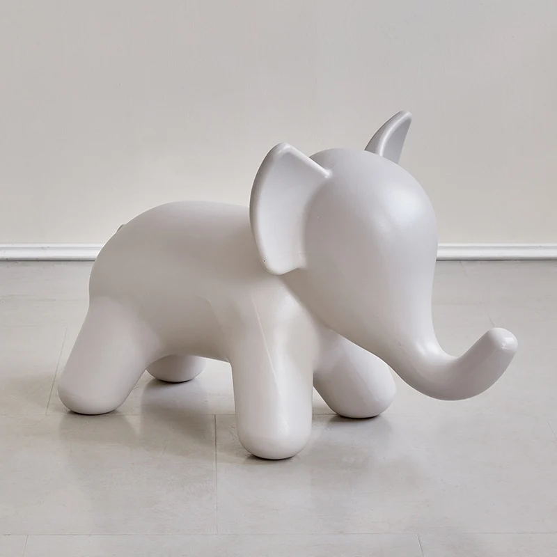 Modern Art Deco PE Plastic Cartoon Elephant Kids Low Stool Backless Armless For Living Room