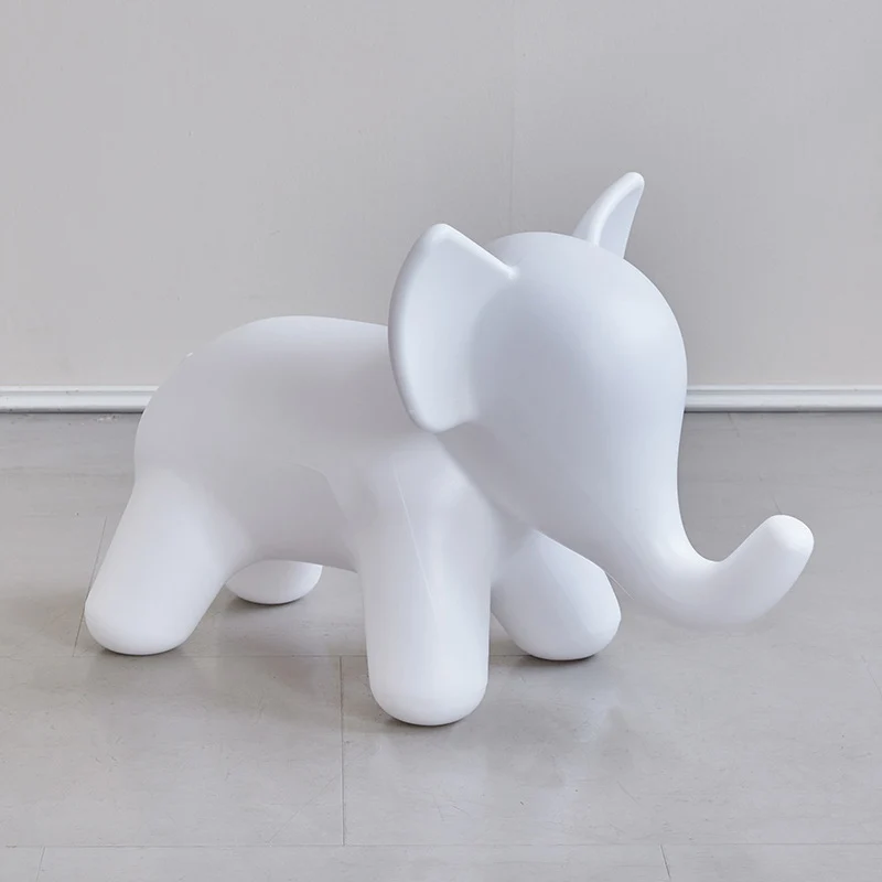 Modern Art Deco PE Plastic Cartoon Elephant Kids Low Stool Backless Armless For Living Room