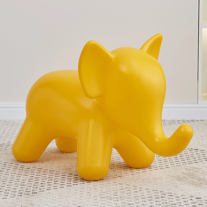 Modern Art Deco PE Plastic Cartoon Elephant Kids Low Stool Backless Armless For Living Room