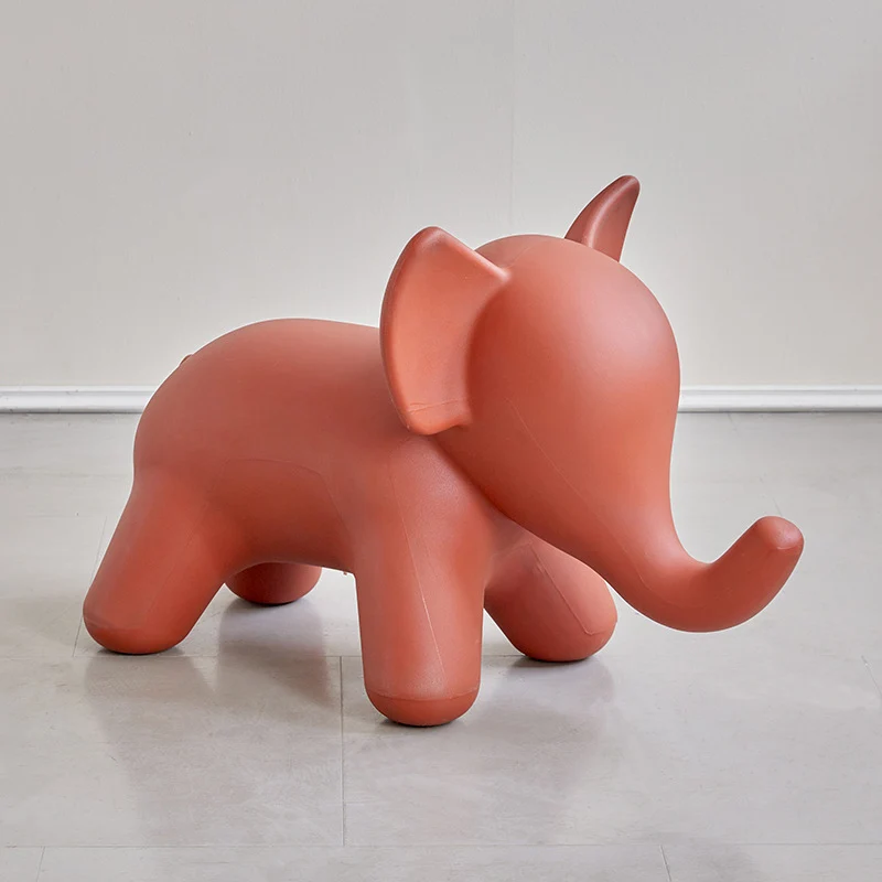 Modern Art Deco PE Plastic Cartoon Elephant Kids Low Stool Backless Armless For Living Room