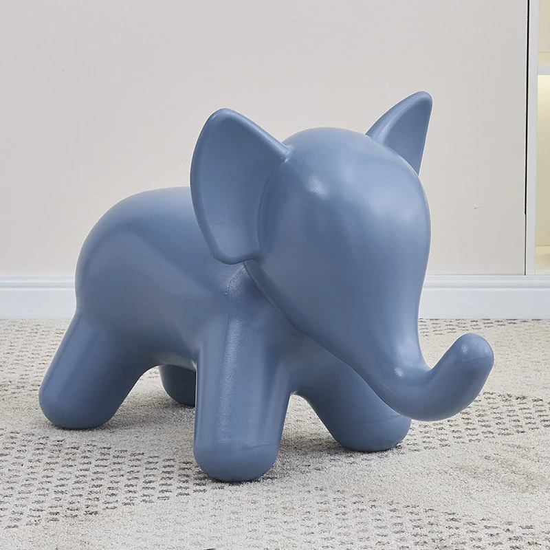 Modern Art Deco PE Plastic Cartoon Elephant Kids Low Stool Backless Armless For Living Room