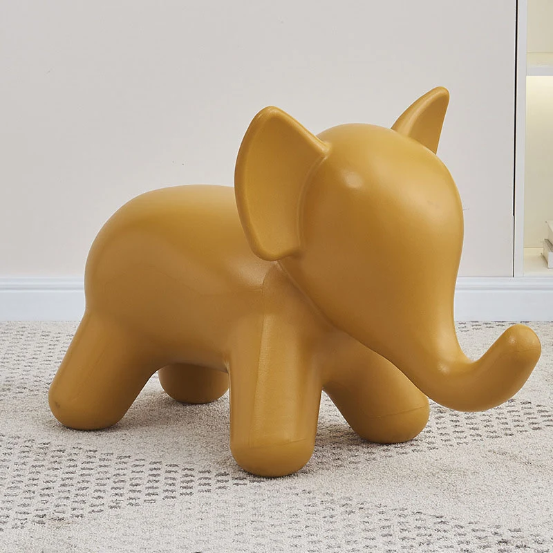 Modern Art Deco PE Plastic Cartoon Elephant Kids Low Stool Backless Armless For Living Room