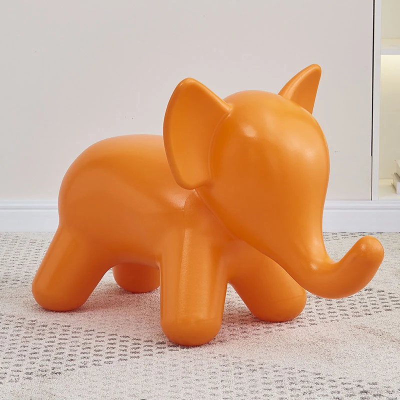 Modern Art Deco PE Plastic Cartoon Elephant Kids Low Stool Backless Armless For Living Room