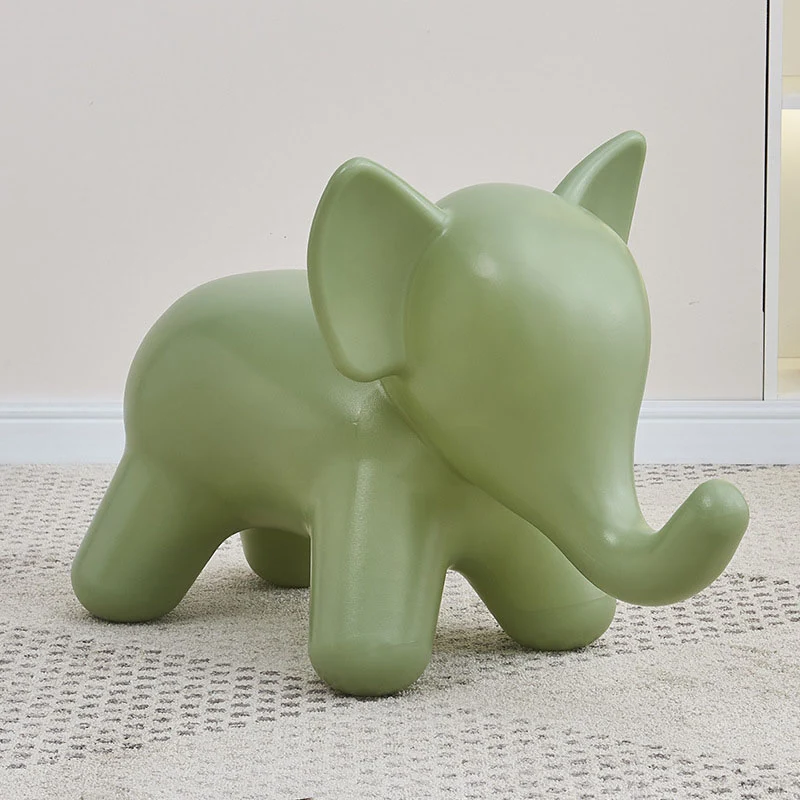 Modern Art Deco PE Plastic Cartoon Elephant Kids Low Stool Backless Armless For Living Room