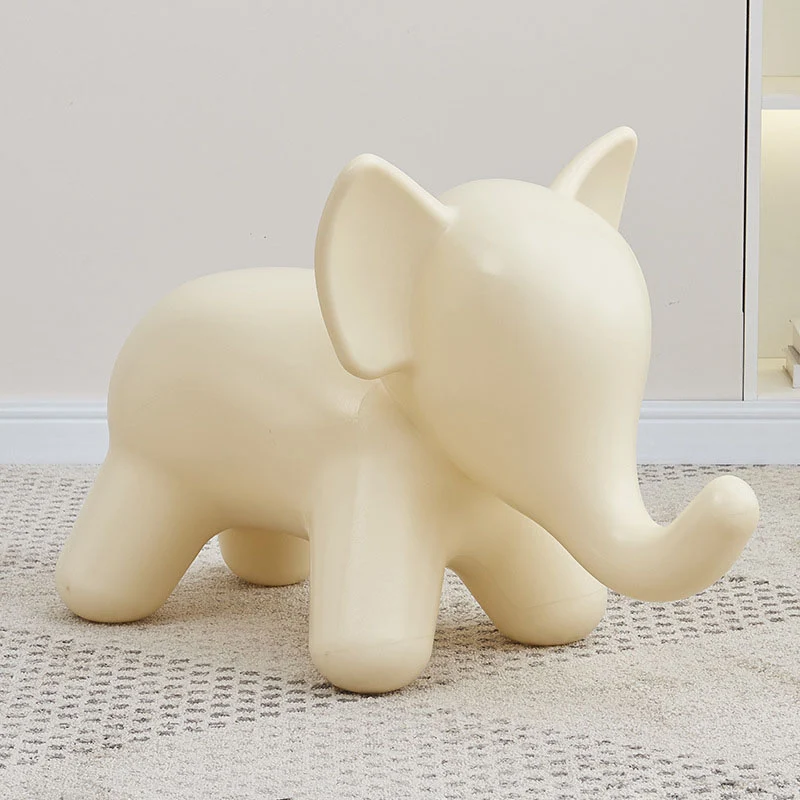 Modern Art Deco PE Plastic Cartoon Elephant Kids Low Stool Backless Armless For Living Room