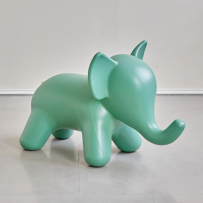 Modern Art Deco PE Plastic Cartoon Elephant Kids Low Stool Backless Armless For Living Room
