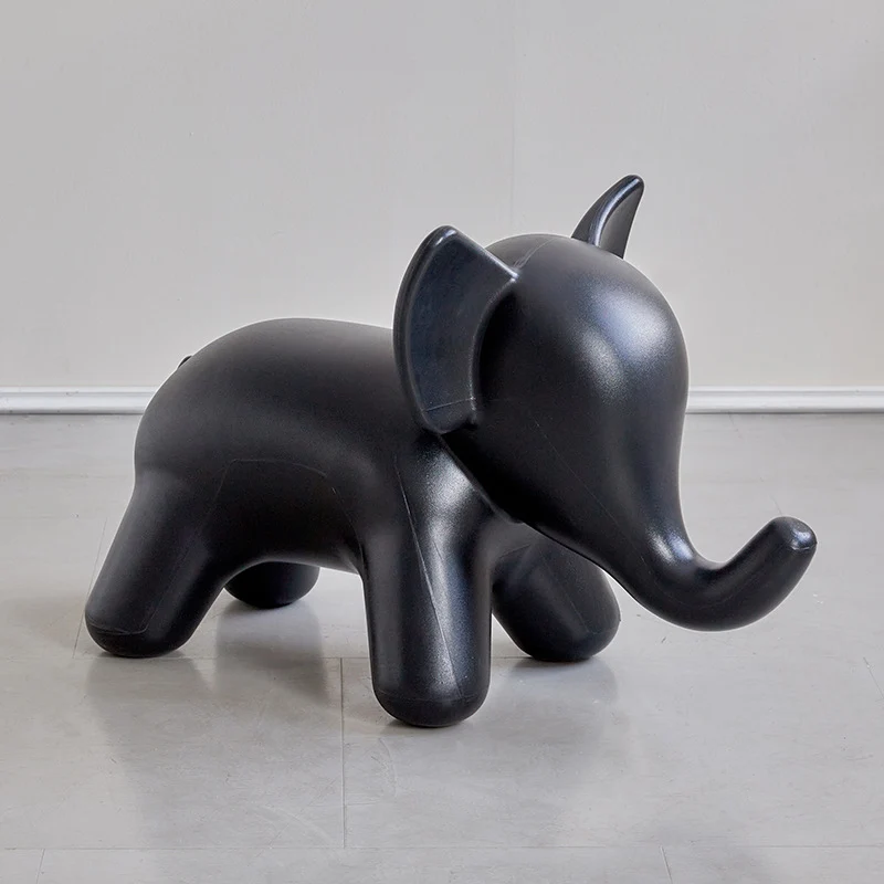 Modern Art Deco PE Plastic Cartoon Elephant Kids Low Stool Backless Armless For Living Room