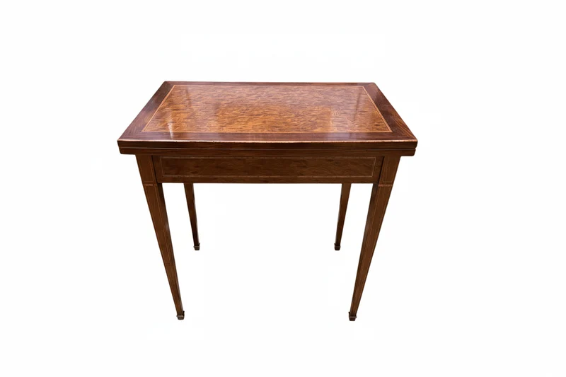 French Louis XVI style folding game table with green cloth