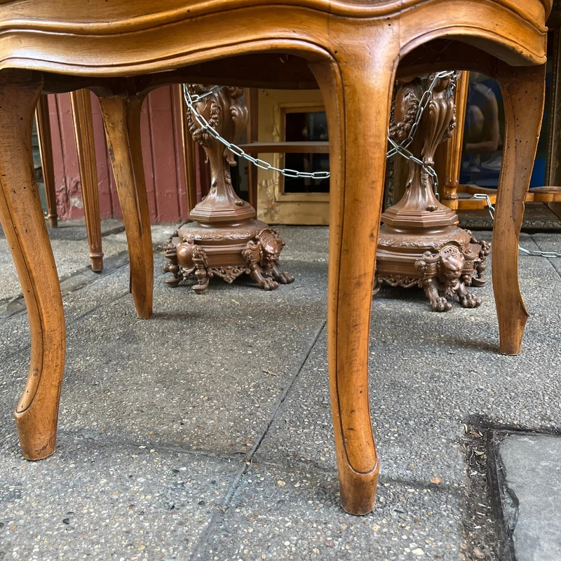 French Louis XV style chair made of rush-seated beechwood and bronze studs circa 1900