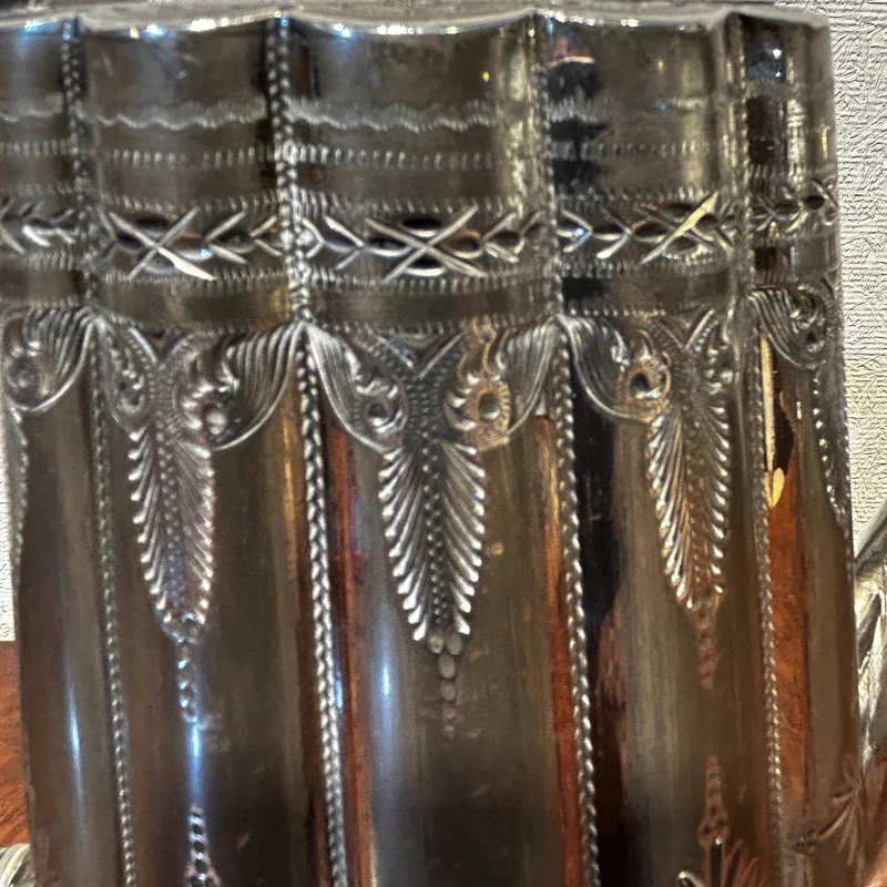 Sheffield pre-Art Nouveau English silver-plated tea set with ivory insulators and silver-plated tray, 5 pieces