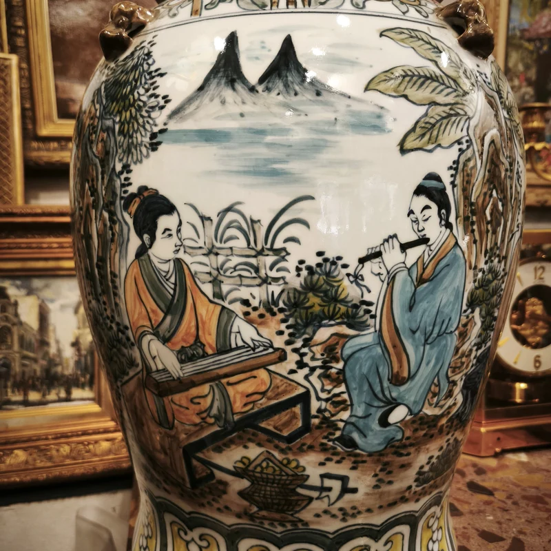 Chinese porcelain potiches famille vert 'Musical scenes' 20th century
