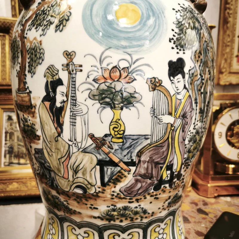 Chinese porcelain potiches famille vert 'Musical scenes' 20th century