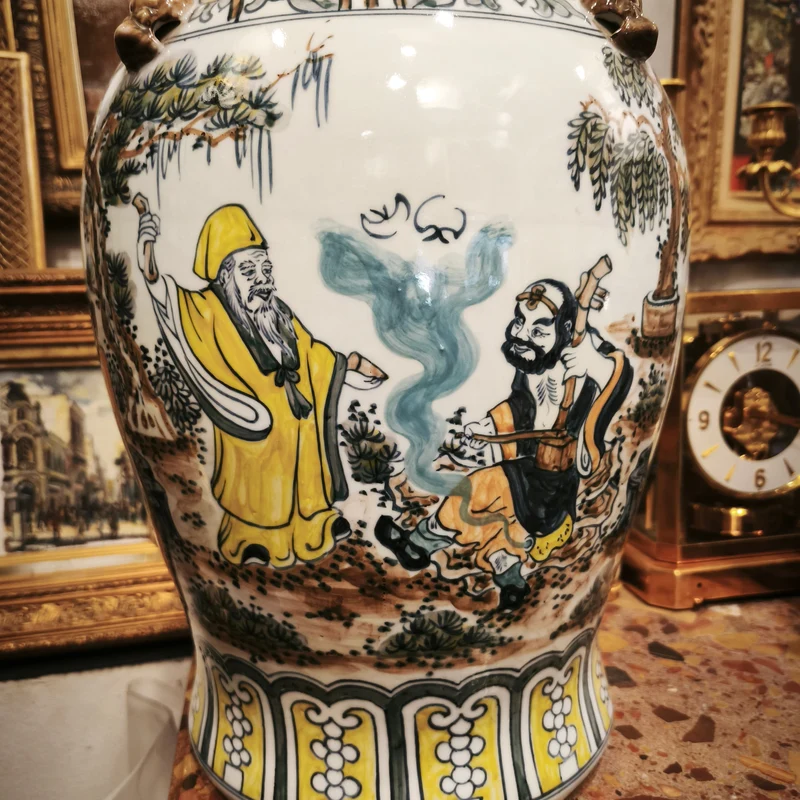 Chinese porcelain potiches famille vert 'Musical scenes' 20th century