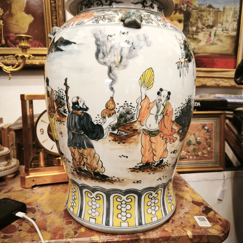Chinese porcelain potiches famille vert 'Musical scenes' 20th century