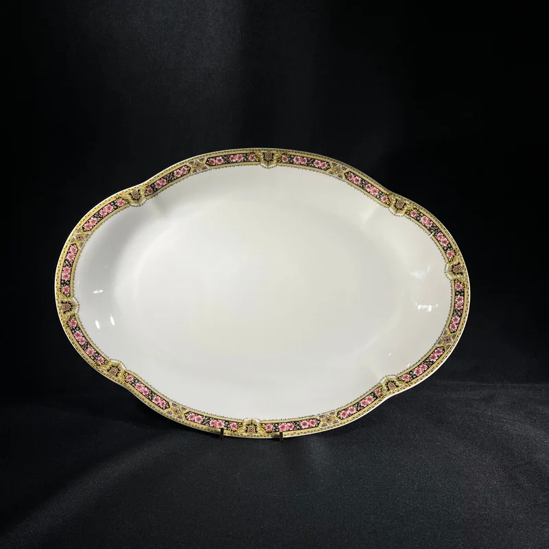 French Limoges Haviland porcelain serving set with floral and gold rim for 15 people