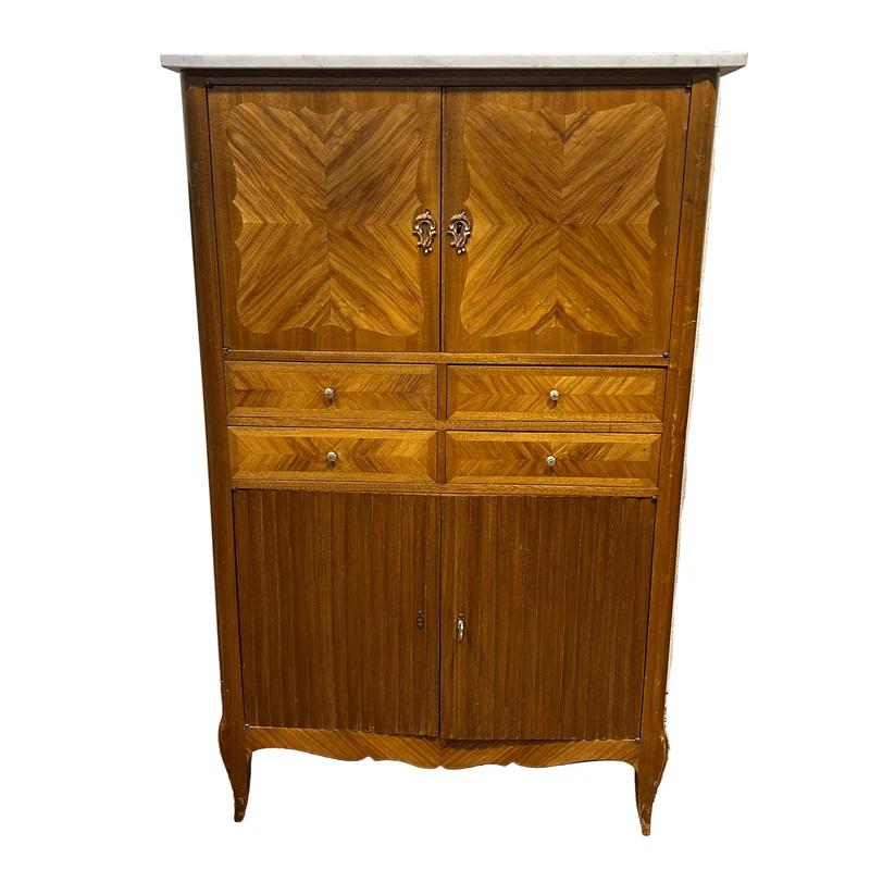 French transitional style chiffonier in rosewood and marble cover Atelier Mercier Frères 19th century