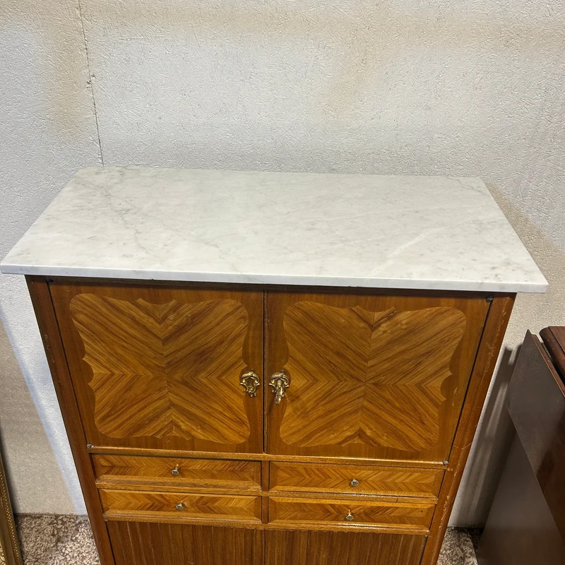 French transitional style chiffonier in rosewood and marble cover Atelier Mercier Frères 19th century