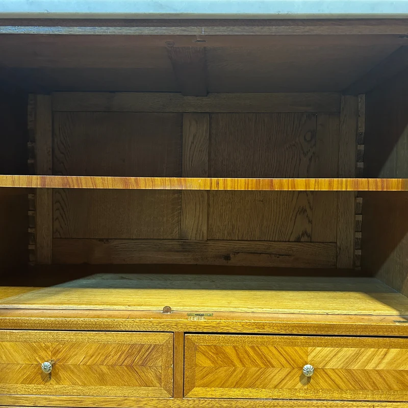 French transitional style chiffonier in rosewood and marble cover Atelier Mercier Frères 19th century
