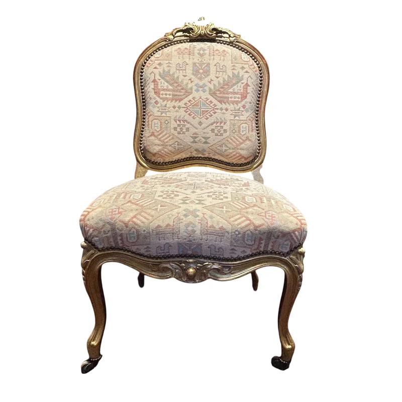 Set of four French Louis XV armchairs with original gold patina