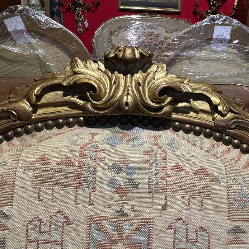 Set of four French Louis XV armchairs with original gold patina