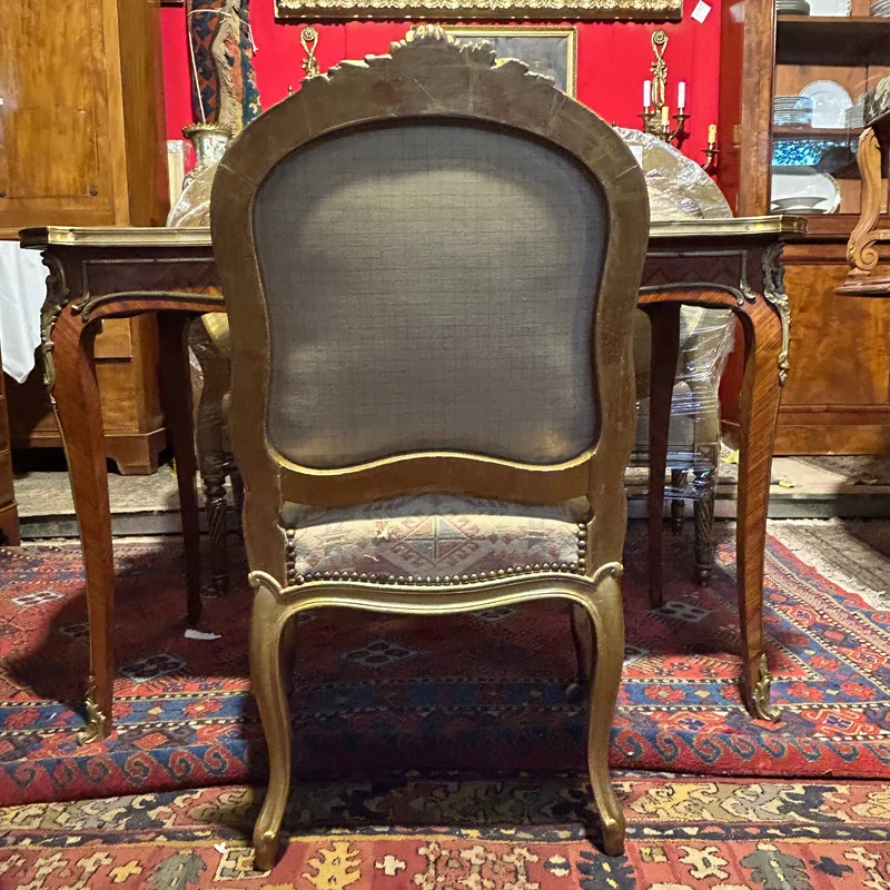 Set of four French Louis XV armchairs with original gold patina