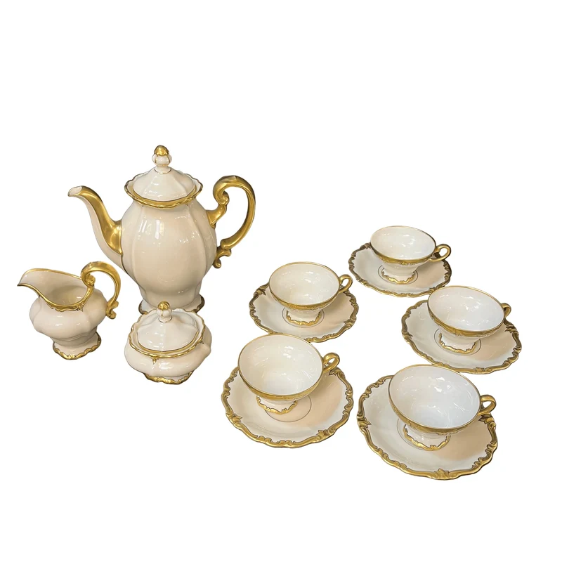 Rosenthal Pompadour German porcelain coffee set with gold rim
