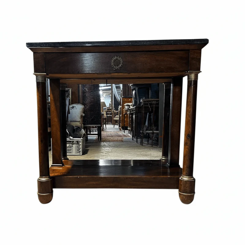 French Empire style mahogany sideboard with mirror and marble top