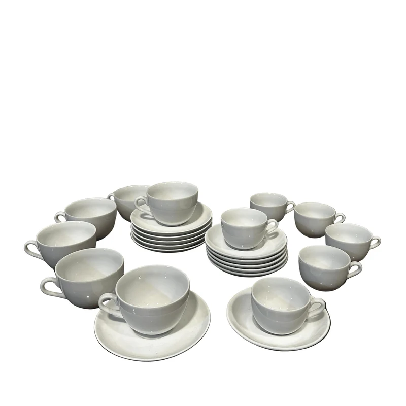 Contemporary white French porcelain tea and coffee set for 6 people