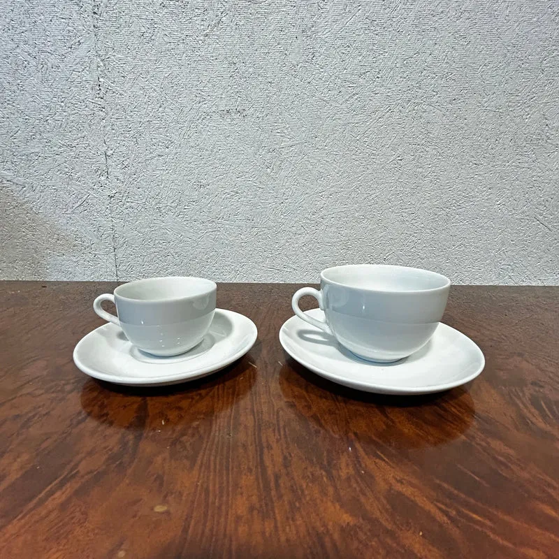 Contemporary white French porcelain tea and coffee set for 6 people