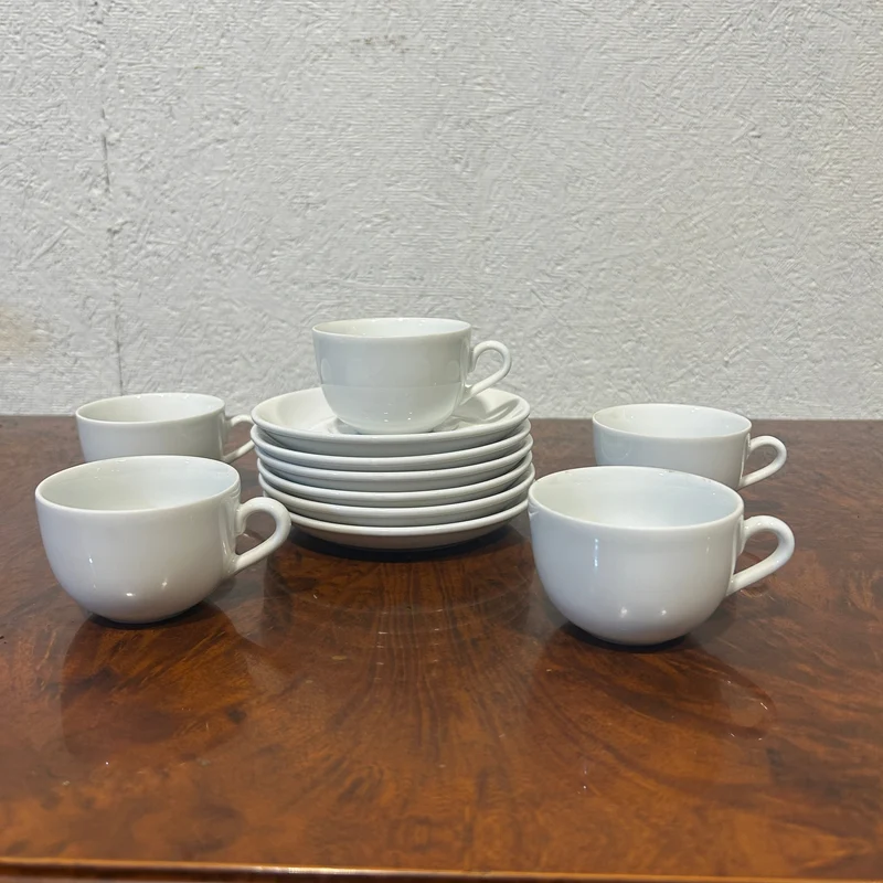 Contemporary white French porcelain tea and coffee set for 6 people