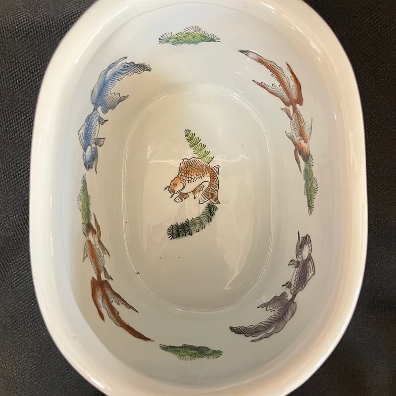 Jardinera China decorativa con motivos naturales coloridos s.XX