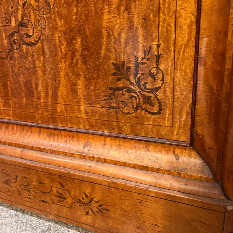 Chiffonier secretary with hinged lid in burl and marquetry in the Charles X style