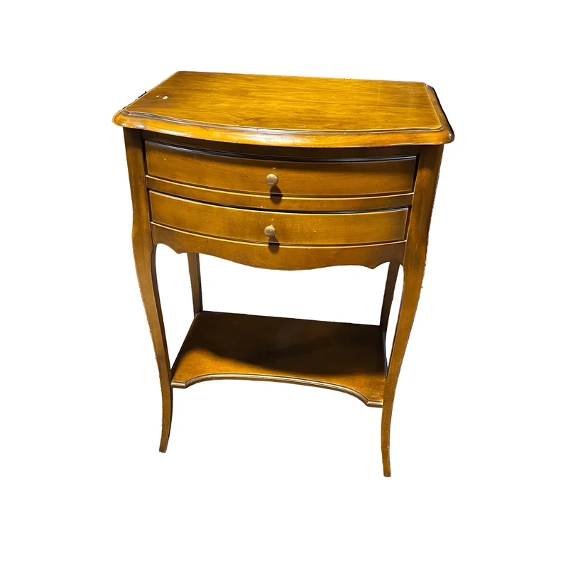 French citronnier wood nightstand with two drawers