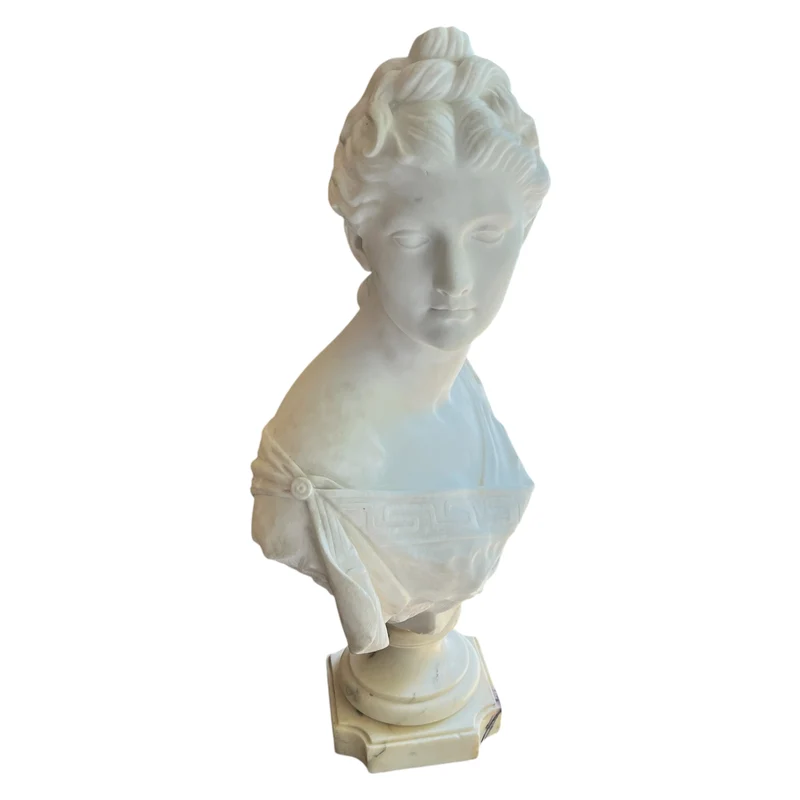 Female bust in marble 'Diana', signed, early 20th century