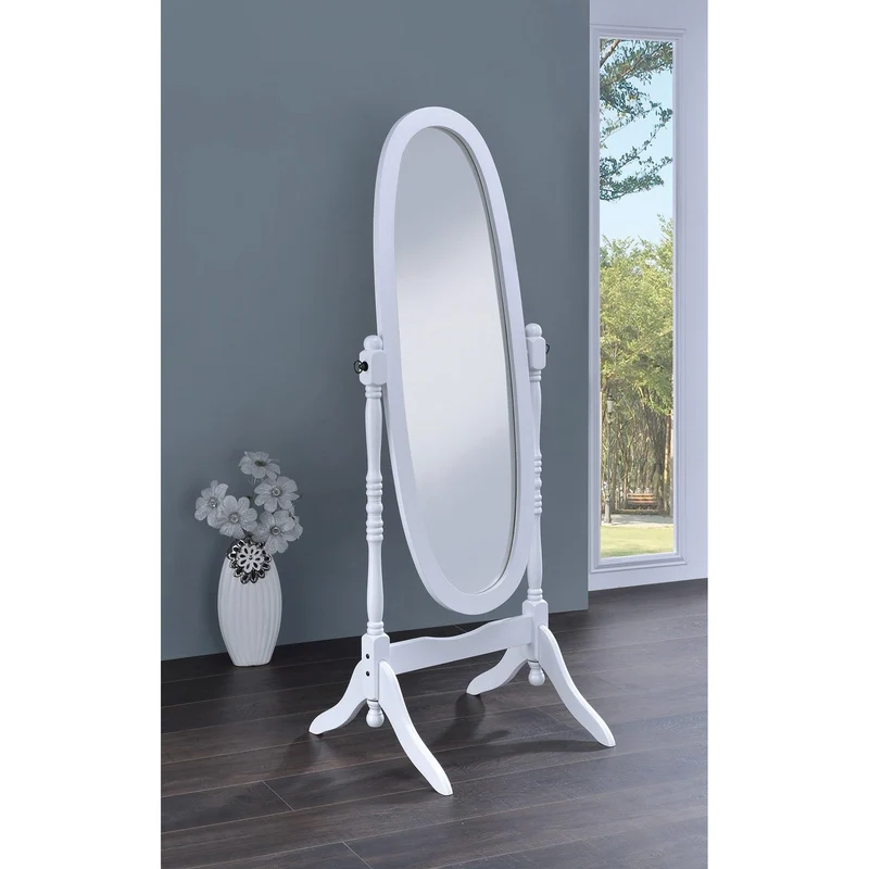 Coaster Furniture Foyet 950802 Wood Adjustable Full Length Cheval Mirror - White