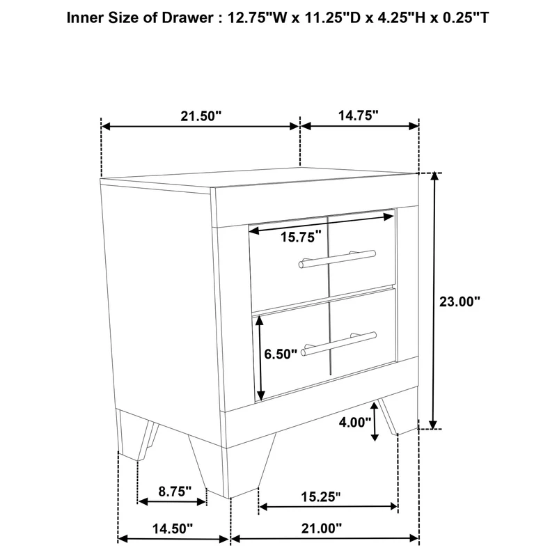 Coaster Furniture Trenton 225062 2-drawer Nightstand Bedside Table - Rustic Cream