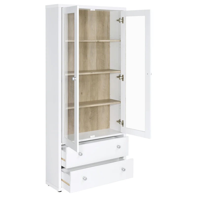 Coaster Furniture Hawthorne 953477 4-shelf Glass Door Tall Cabinet with Drawers - White