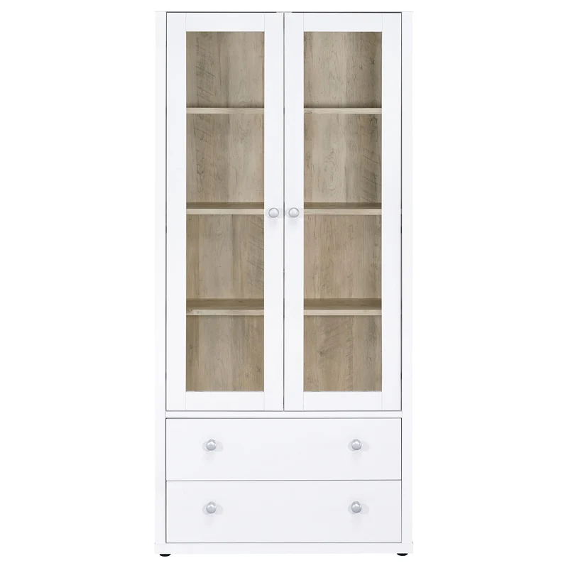 Coaster Furniture Hawthorne 953477 4-shelf Glass Door Tall Cabinet with Drawers - White