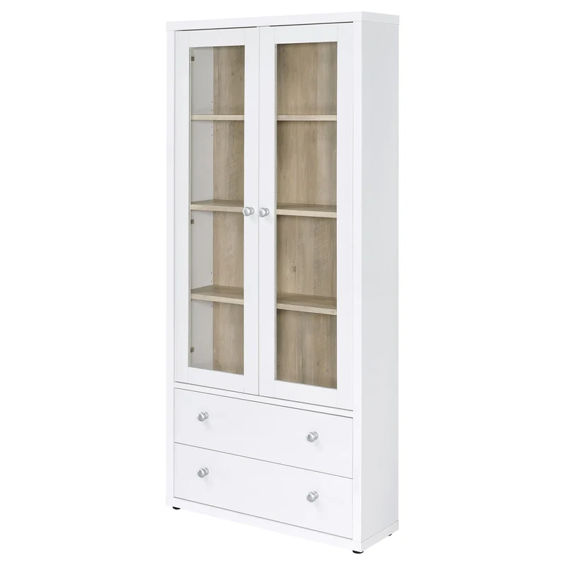 Coaster Furniture Hawthorne 953477 4-shelf Glass Door Tall Cabinet with Drawers - White