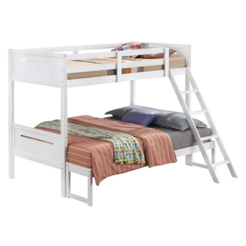 Coaster Furniture Littleton 405052WHT Wood Twin Over Full Bunk Bed - White