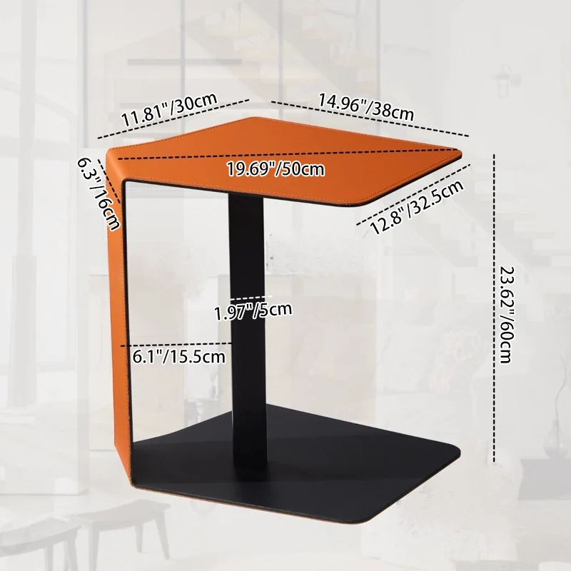 Modern Luxury Carbon Steel Faux Leather Irregular Rounded Side Table For Living Room