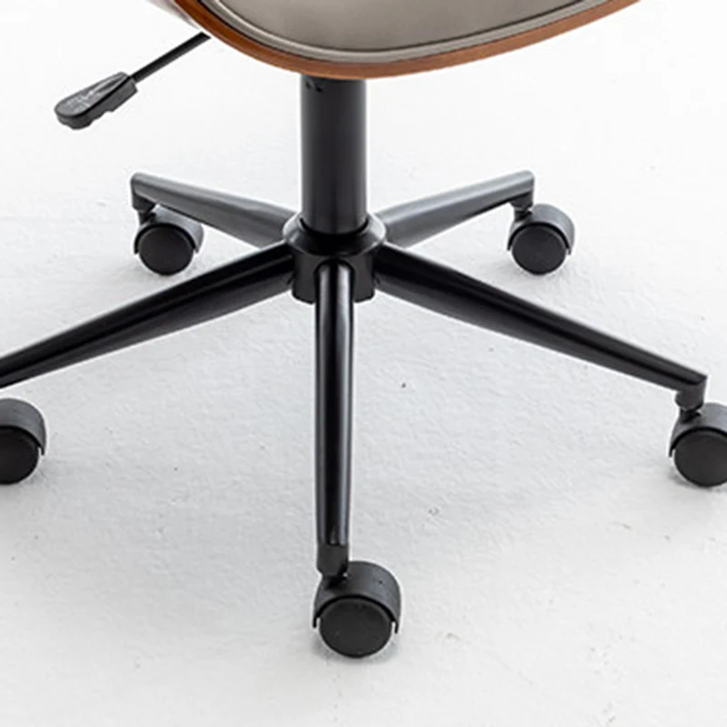 Modern Luxury PU Leather Plywood Stainless Steel Iron Curved Adjustable Height Swivel Desk Chair With Rolling Wheels For Office Use